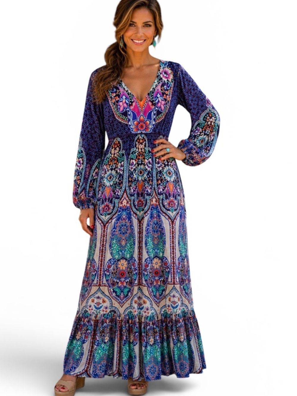 Johnny Was Saba Maxi Print Dress NWT